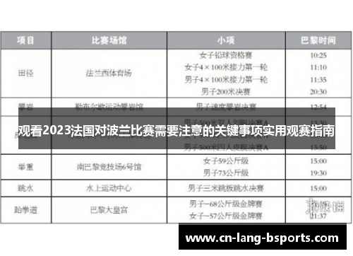 观看2023法国对波兰比赛需要注意的关键事项实用观赛指南 观看2023法国对波兰比赛需要注意的关键事项实用观赛指南